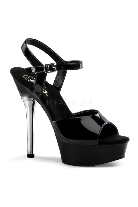 ALLURE-609 Platform Sandal  | Black Patent