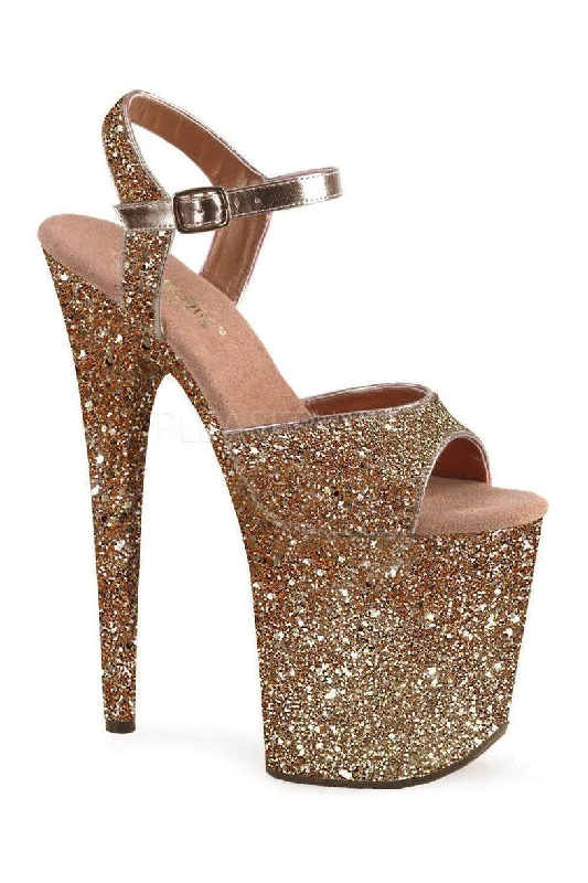 FLAMINGO-810LG Platform Sandal | Rose Gold Glitter