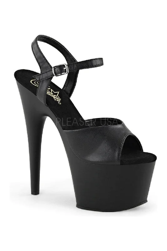 ADORE-709 Platform Sandal  | Black Faux Leather