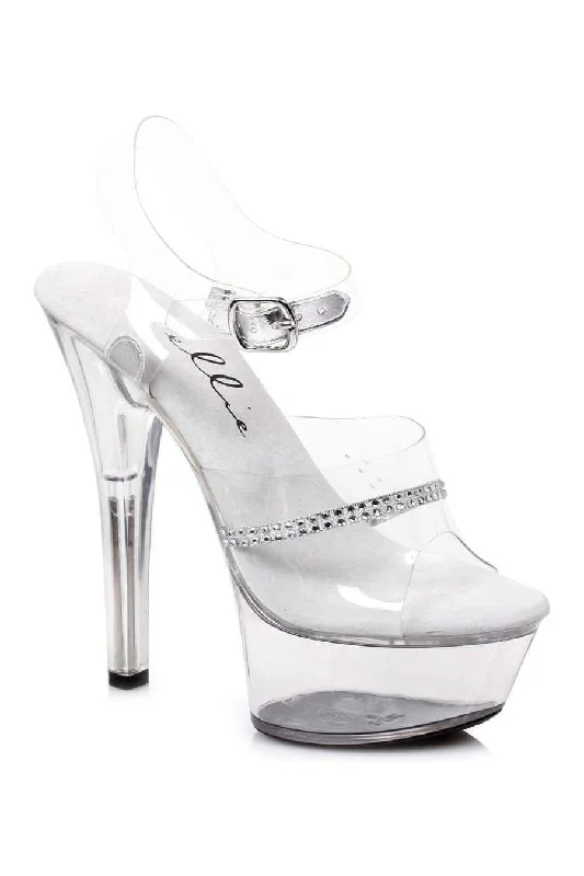 601-JEWEL Platform Sandal  | Clear Vinyl