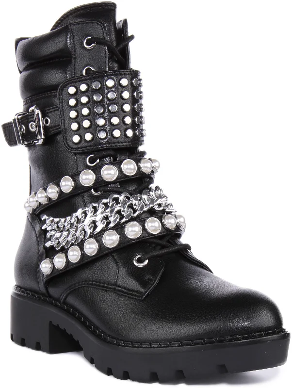 Buffalo Wave Stud Boot Combat In Black