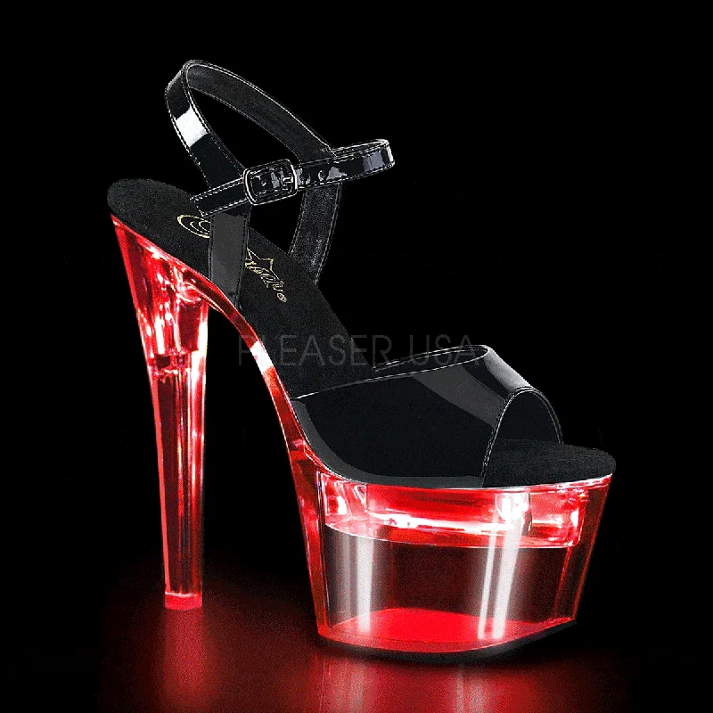 FLASHDANCE-709 Platform Sandal  | Black Patent