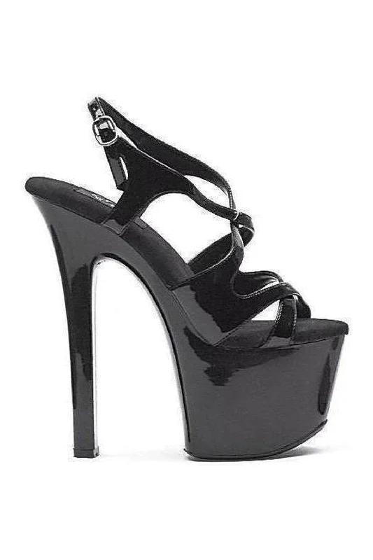 711-LANCE Platform Sandal | Black Patent