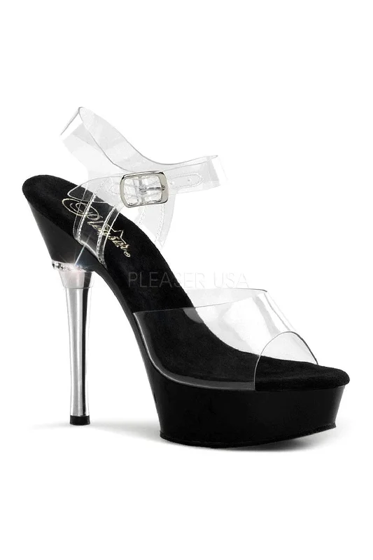 ALLURE-608 Platform Sandal  | Black Vinyl