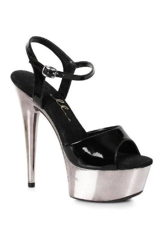 609-CHRISTY Platform Sandal  | Black Patent