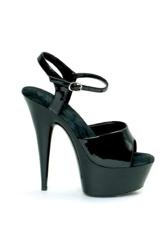 609-JULIET Platform Sandal  | Black  Patent