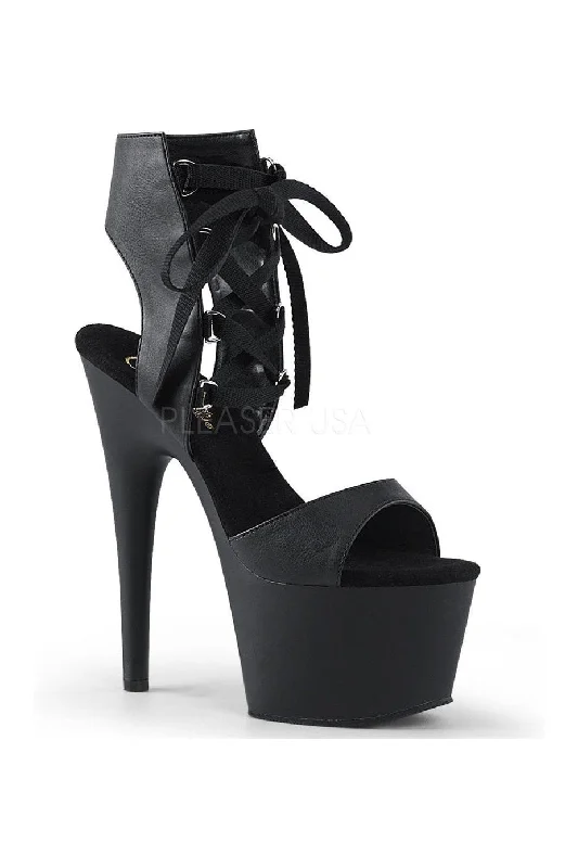 ADORE-700-14 Platform Sandal  | Black Faux Leather