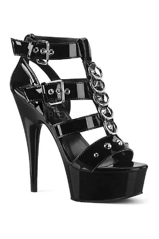 DELIGHT-658 Platform Sandal | Black Patent