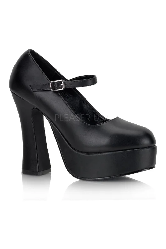 DOLLY-50 Pump  | Black Faux Leather