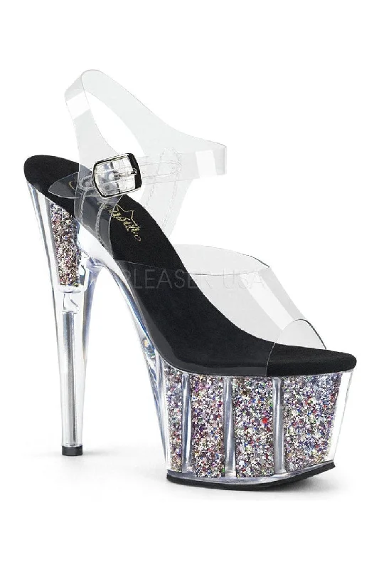 ADORE-708CG Platform Sandals | Clear Vinyl