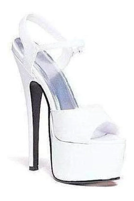 652-JULIET Platform Sandal  | White Patent