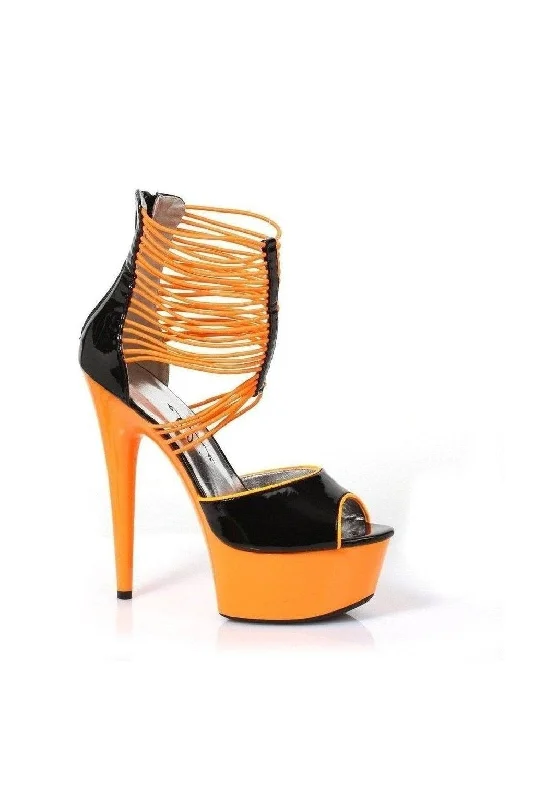 609-ADORE Platform Sandal  | Orange Patent