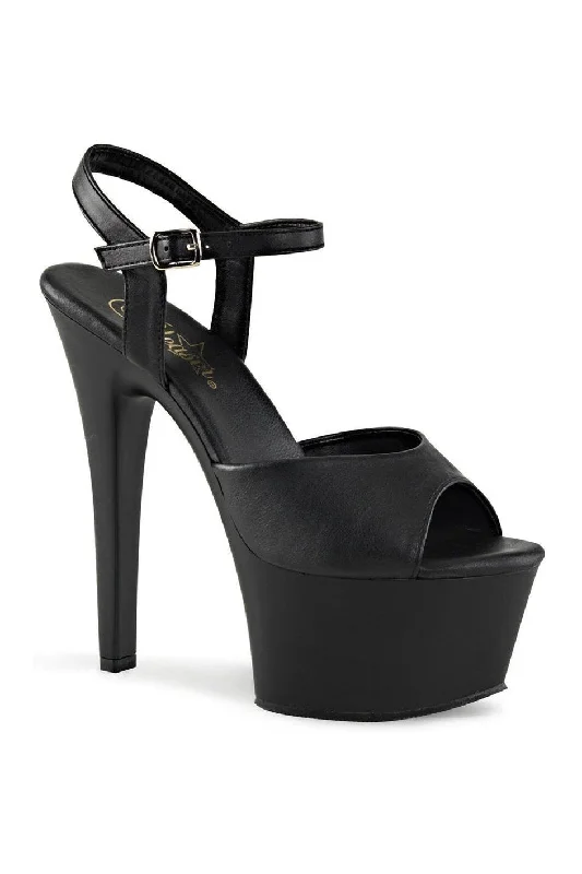 ASPIRE-609 Platform Sandal  | Black Faux Leather