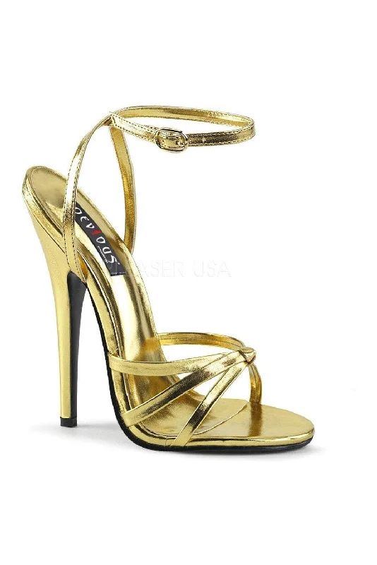 DOMINA-108 Sandal  | Gold Faux Leather