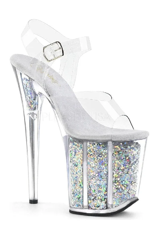 FLAMINGO-808GF Platform Sandal | Clear Vinyl