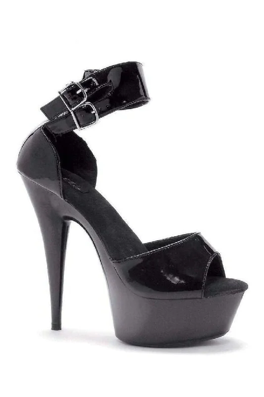 609-ALIYA Platform Sandal  | Black Patent