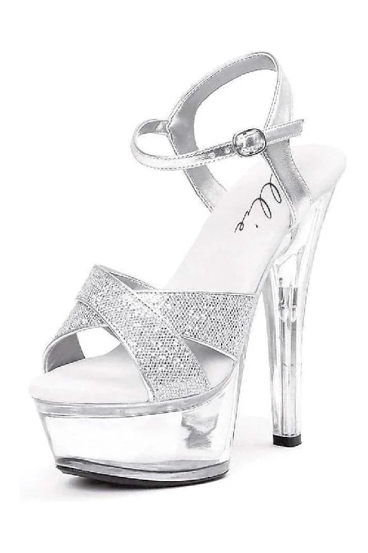 601-JANIE Platform Sandal  | Silver Glitter