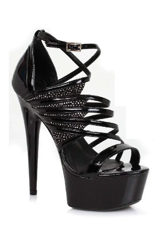 609-AURORE Platform Sandal  | Black  Patent