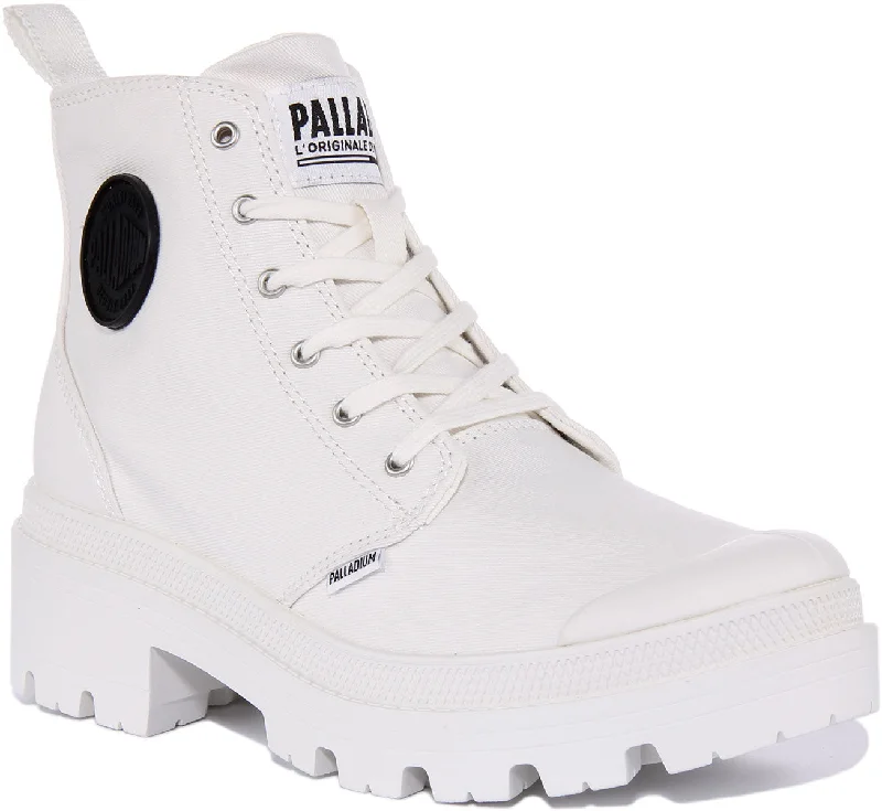 Palladium Pallabase Twill In White For Women