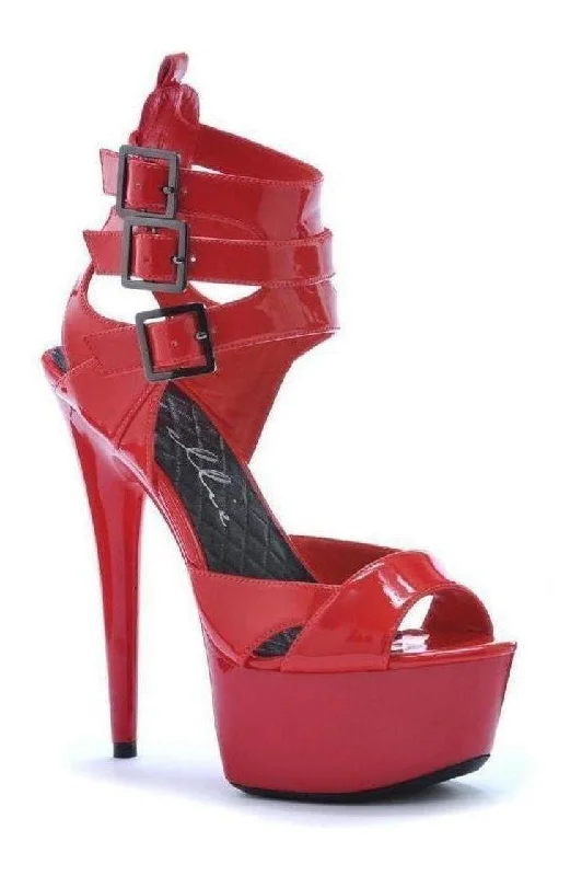 609-ATHENA Platform Sandal  | Red Patent