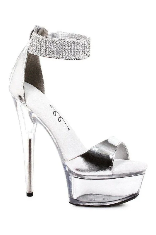 609-HAVEN Platform Sandal  | Silver Faux Leather