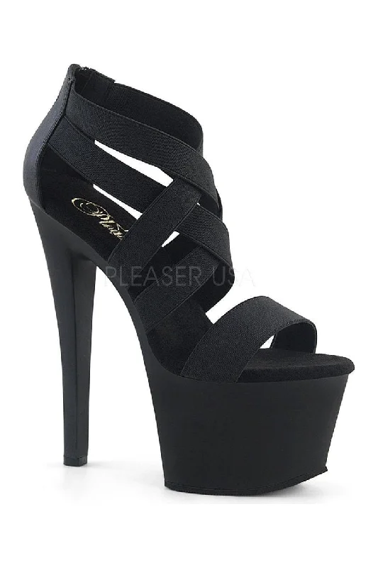 SKY-369 Platform Sandal  | Black elastic