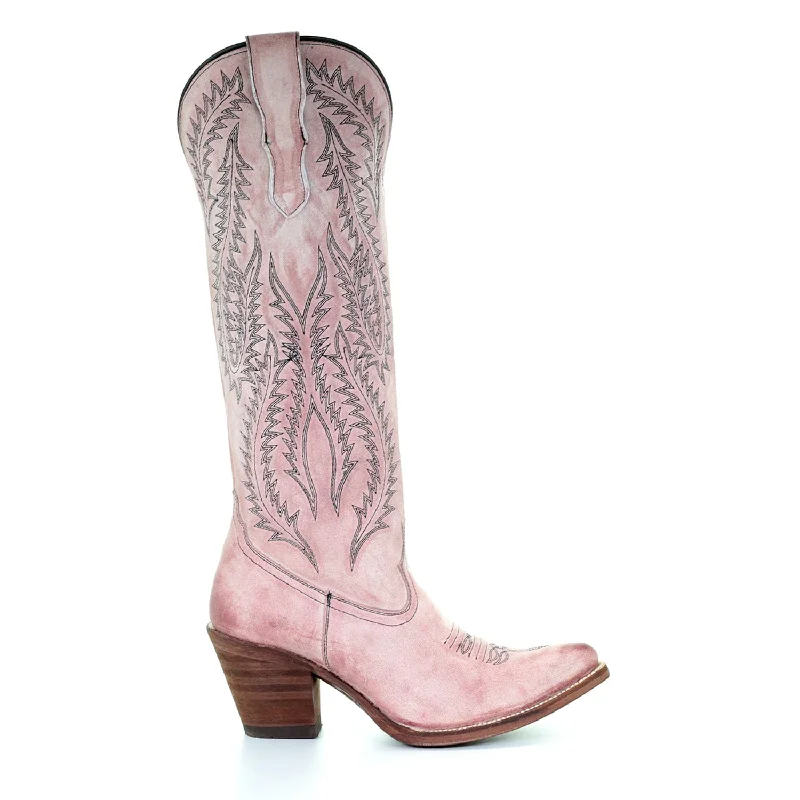 Corral Womens E1447 Dusty Rose Leather 16in Classic Cowboy Boots