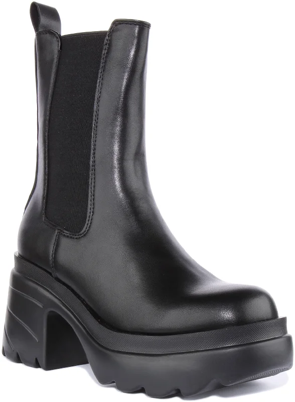 Womens Chunky Sole Chelsea Boot In Black