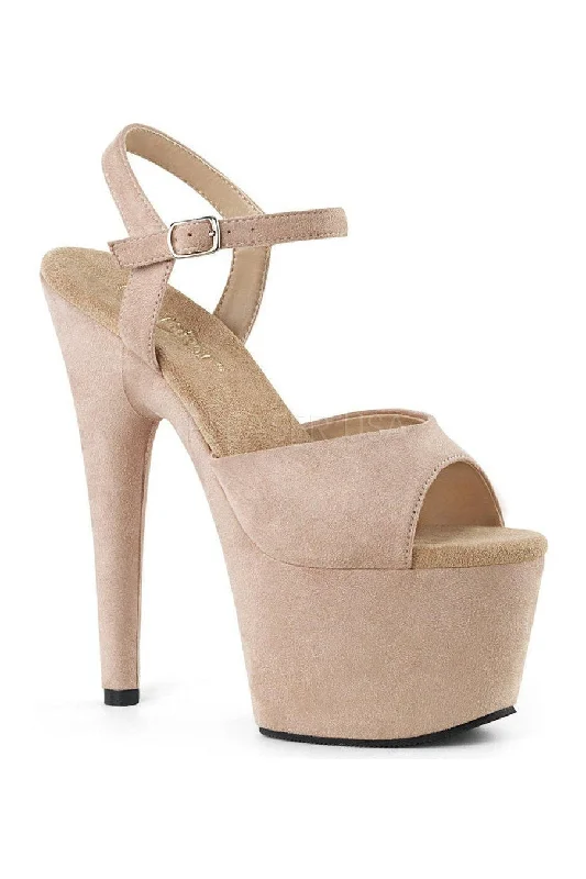 ADORE-709FS Platform Sandal  | Beige   Faux Suede