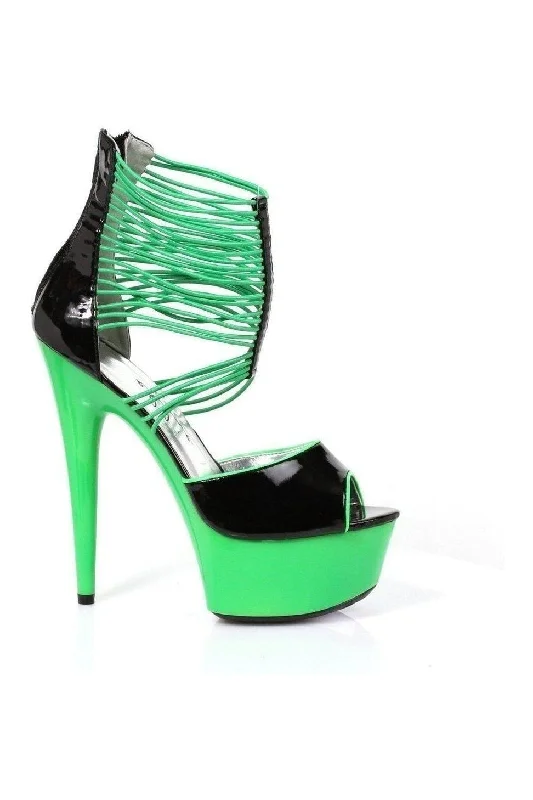 609-ADORE Platform Sandal  | Green Patent