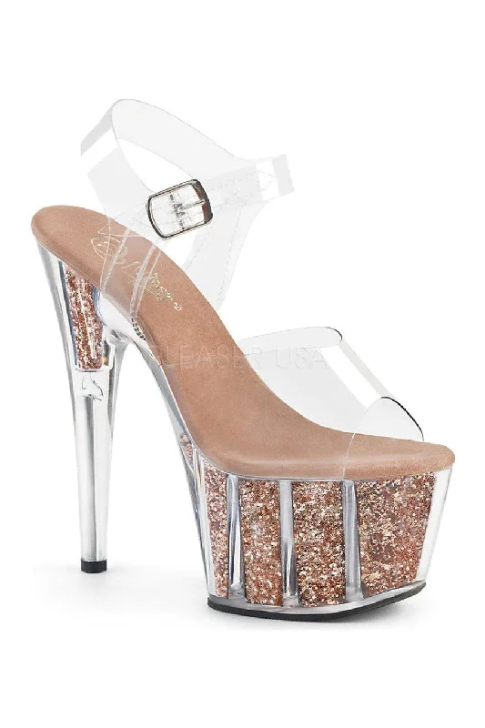 ADORE-708G Platform Sandal | Clear Vinyl