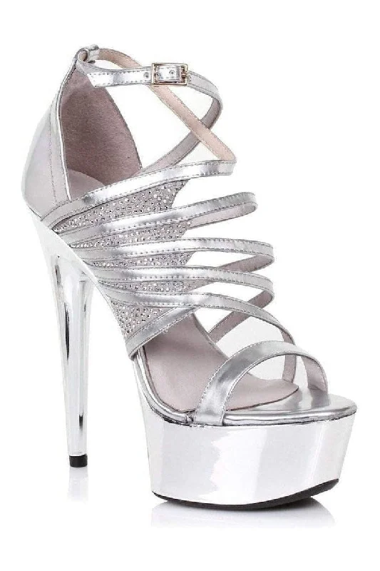 609-AURORE Platform Sandal  | Silver Faux Leather