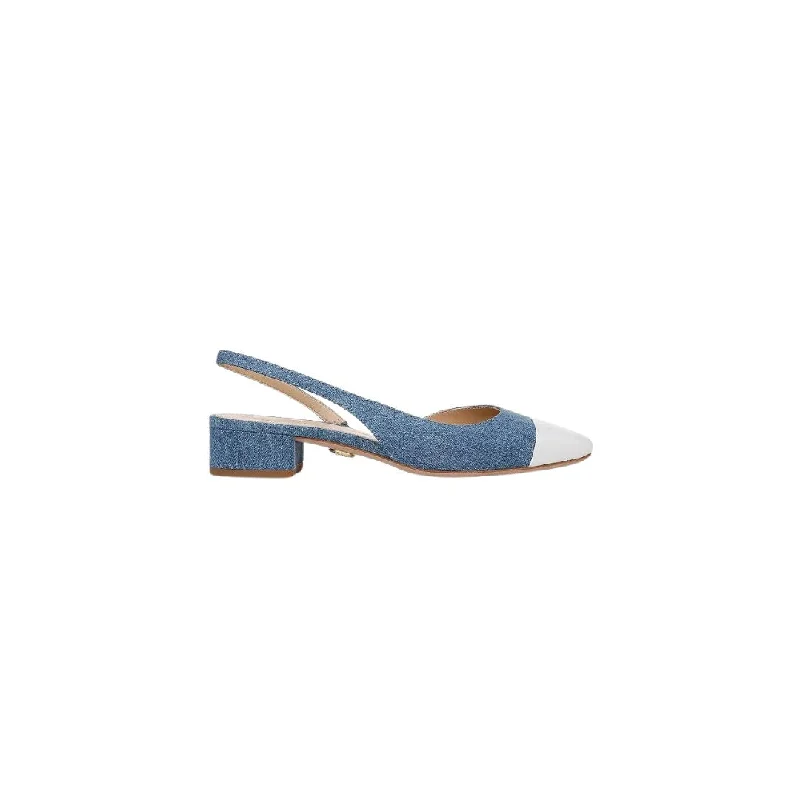 Cecile Denim Cap-Toe Slingback Denim Coconut