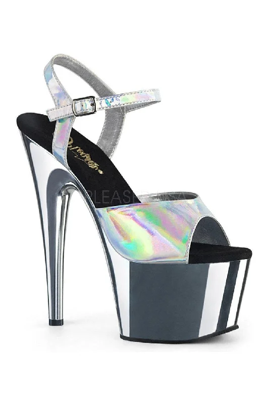 ADORE-709HGCH Platform Sandal  | Silver Patent