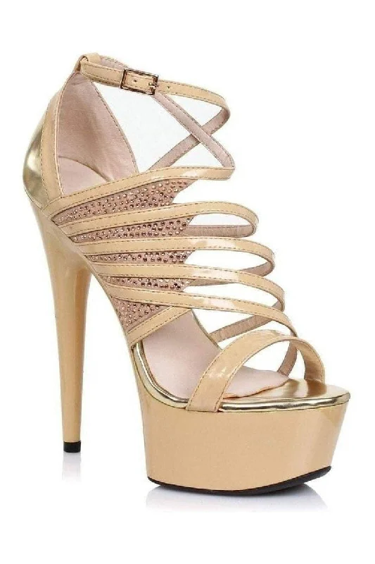 609-AURORE Platform Sandal  | Nude Patent