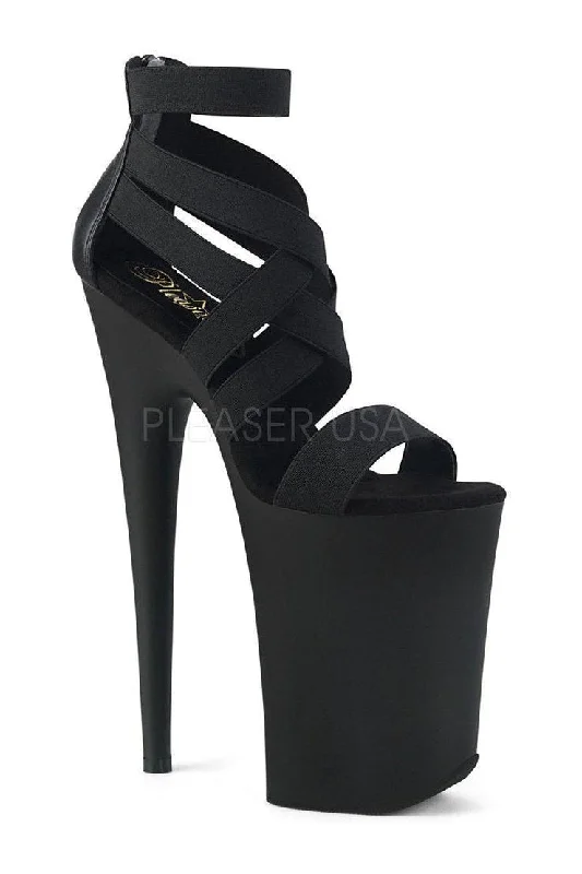 INFINITY-969 Platform Sandal | Black Lycra