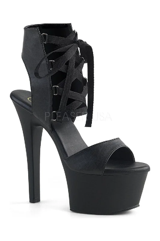 ASPIRE-600-14 Platform Sandal  | Black Faux Leather