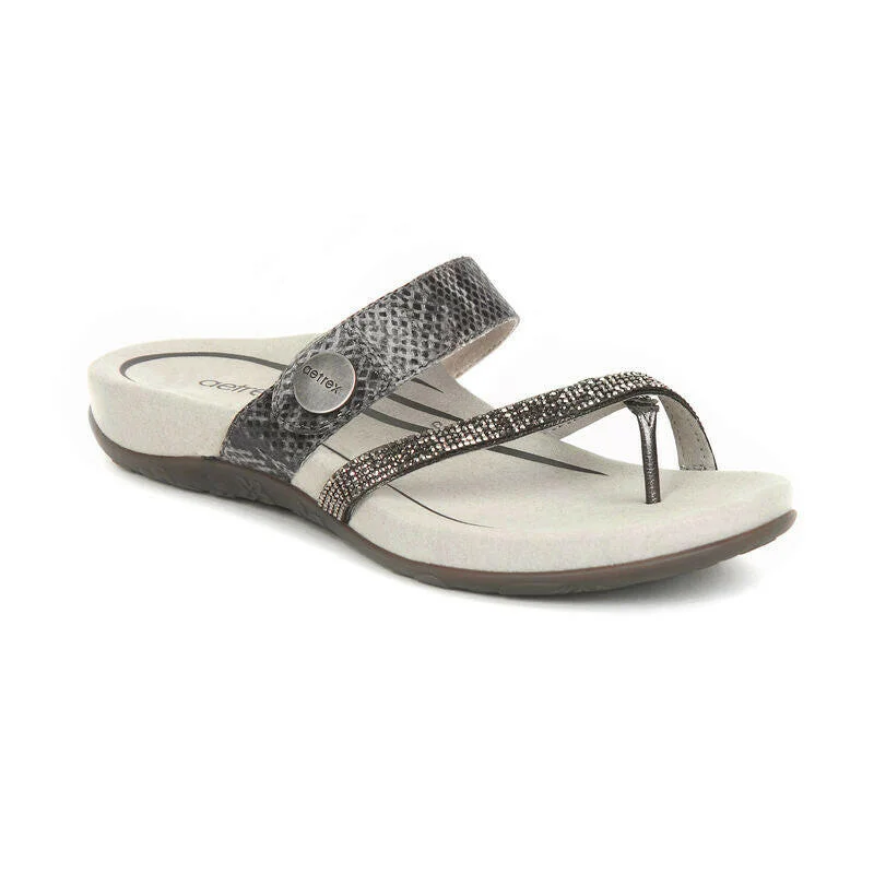 Aetrex Izzy Sparkle Women's Sandals - Pewter