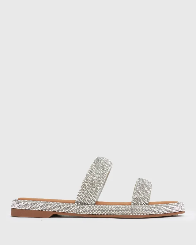 AMBER Diamante Embellished Flat Sandals