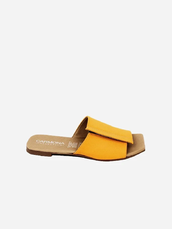 Andrea Cactus Leather Vegan Sandals | Yellow