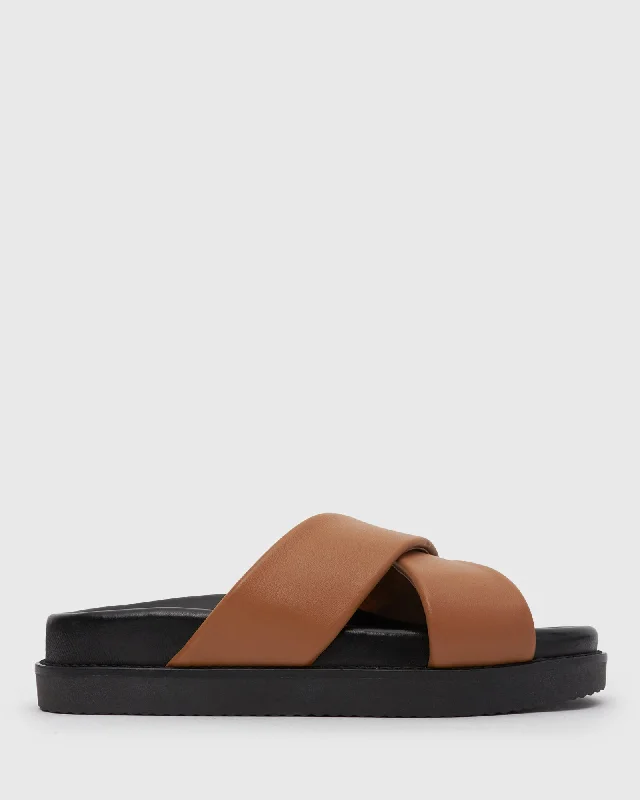 PRE-ORDER BERMUDA Leather Crossover Slide Sandals