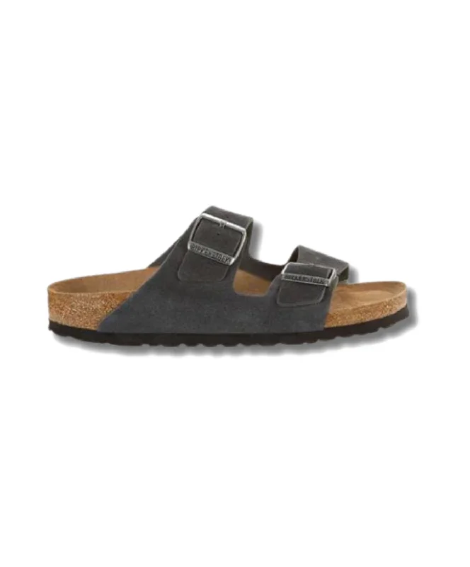 Birkenstock Arizona Suede Leather Velvet Grey Soft Footbed Sandals