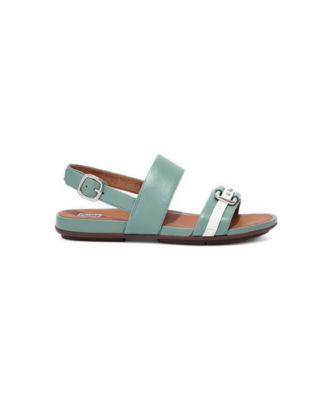 FitFlop Gracie Stud-Buckle Leather Back-Strap Sandals Green