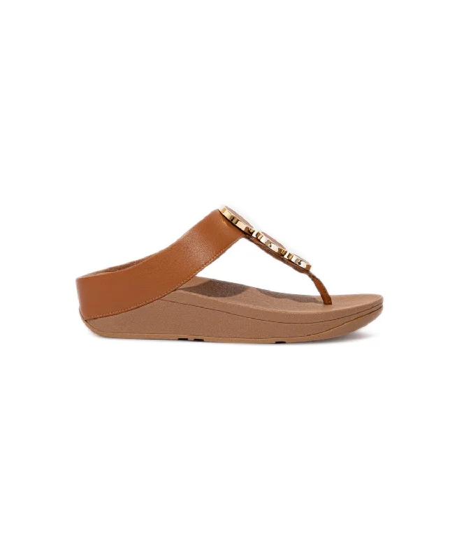 FitFlop Halo Leather Toe Post Sandals Brown