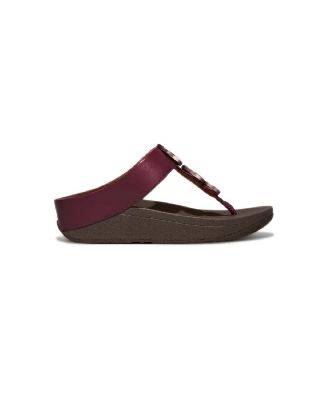 FitFlop Halo Metallic Trim Toe Post Sandals Plum