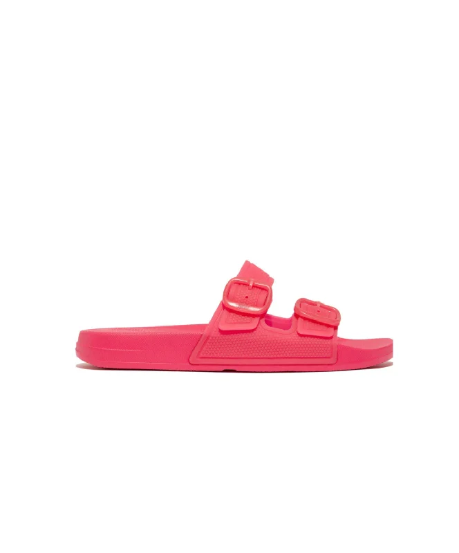 FitFlop iQushion Translucent Two Bar Buckle Slides Pink