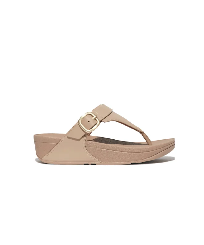 FitFlop Lulu Adjustable Leather Toe Post Sandals Latte Beige