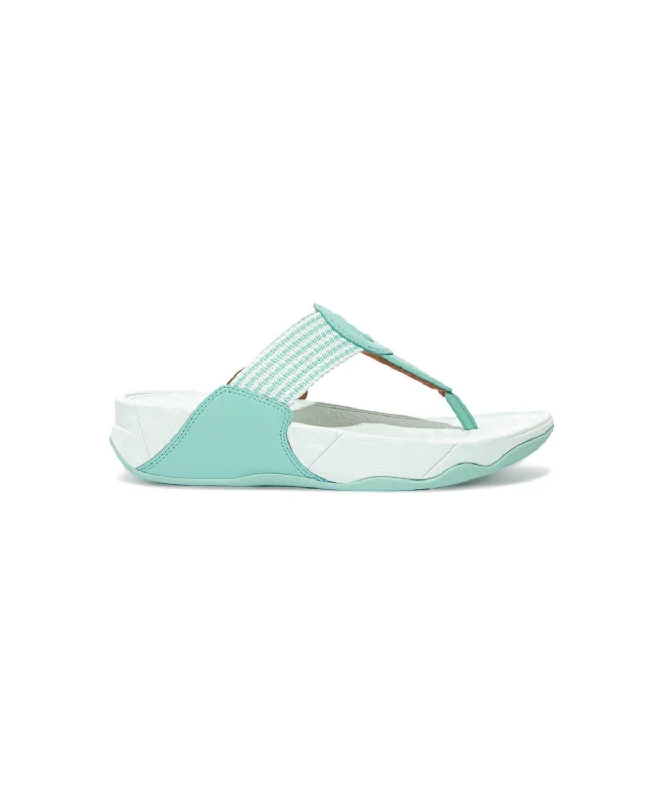 FitFlop Walkstar Fine Stripe Toe Post Sandals Green