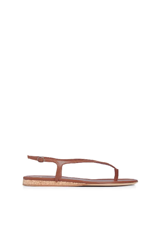 Gia Flat Sandal in Cognac Nappa Leather