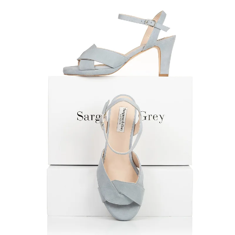 Isabella - Extra-Wide Fit Sandal - Pale Blue Suede